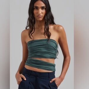 NWT The Frankie Shop Elena Tube Top in Deep Teal Large